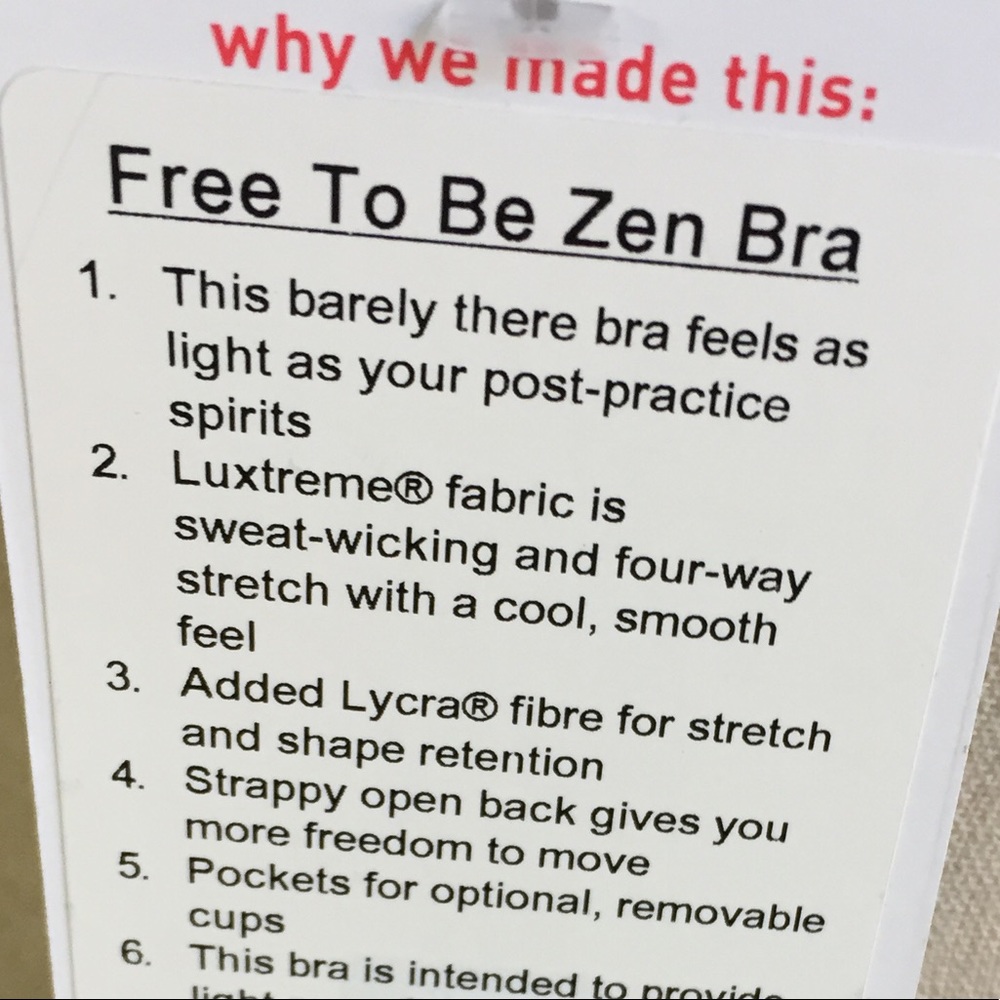 NWT FOXGLOVE LULULEMON FREE TO BE ZEN BRA - - 10 - Picture 4 of 6